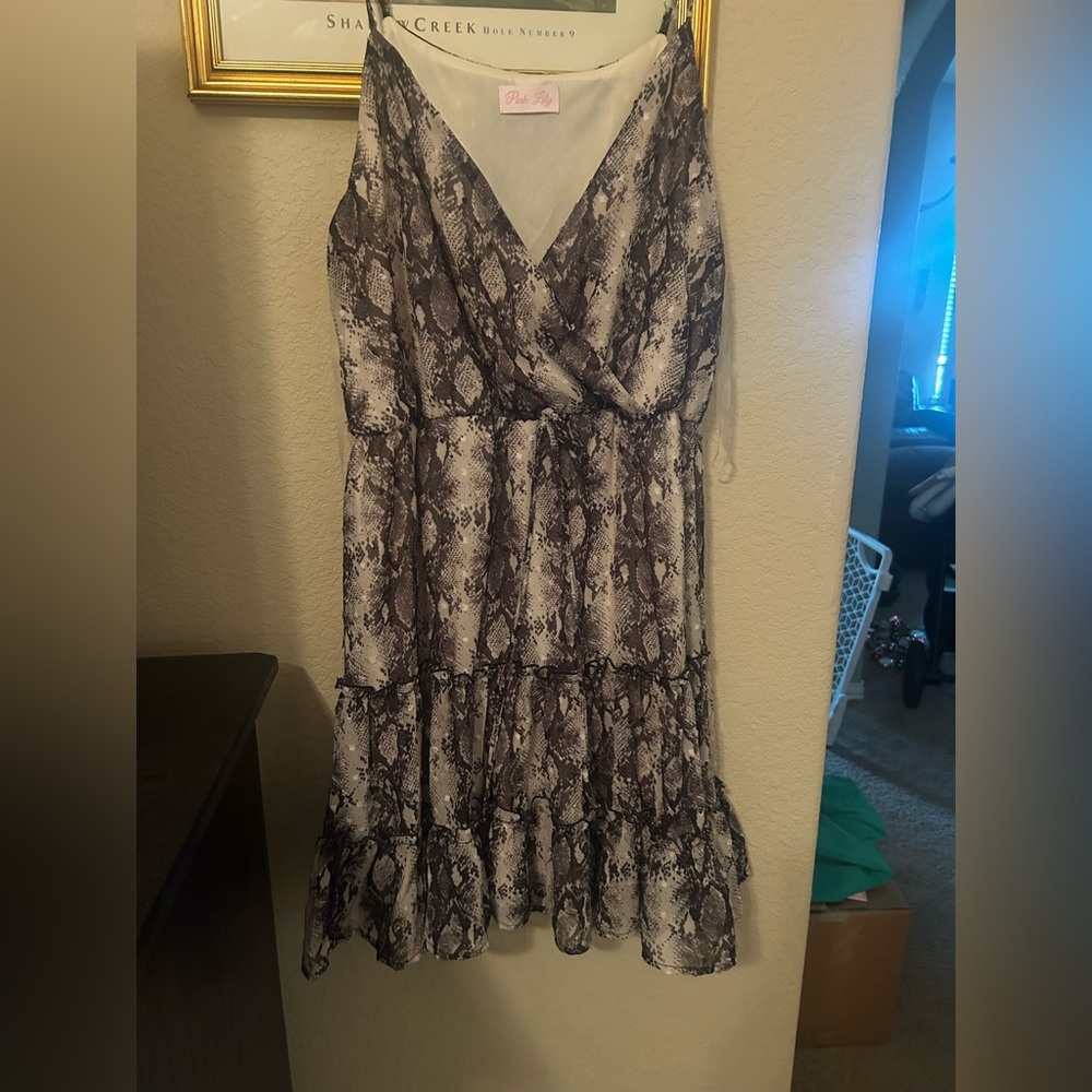 Pink lily snakeskin print sundress